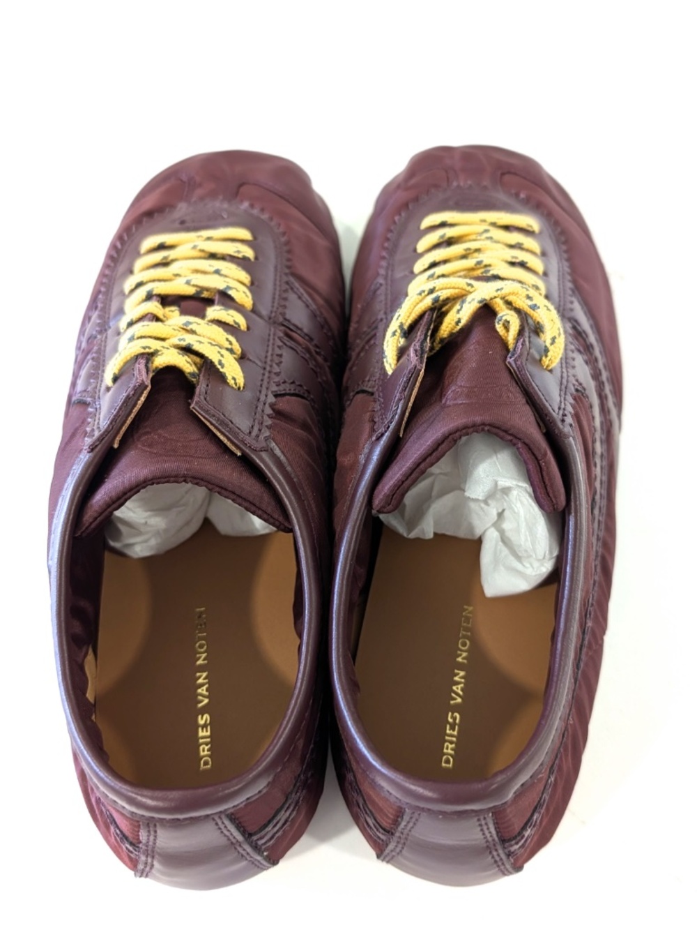 DRIES VAN NOTEN Bordeaux Nylon Sneakers Leather EU 41 US 11 New In Box Luxury - Picture 14 of 15